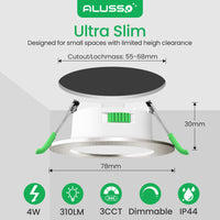 1 x RAW Customer Returns ALUSSO LED recessed spotlights 230V dimmable, 68mm 4W LED spots flat LED recessed lights, recessed spots, warm white 3000K, neutral white 4000K, cold white 6500K, IP44 ceiling spots for bathroom, kitchen, set of 12 - RRP €74.99