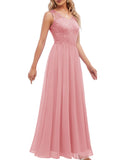 1 x RAW Customer Returns DRESSTELLS Women s Ball Gown Maxi Long Evening Dresses Chiffon Lace Bridesmaid Dresses Floor Length Cocktail Dress Confirmation Dress Blush L - RRP €62.99