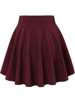 1 x RAW Customer Returns DJT Women Girls Basic Solid Stretchy Casual Mini Skater Skirt with Shorts Jujube Medium - RRP €22.07