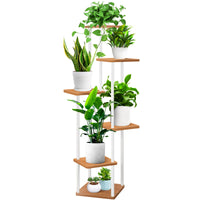 1 x RAW Customer Returns YOCOMEY 6-Tier Wooden Flower Shelf Plant Shelf, Multi-Tier Flower Stand Plant Stand Flower Bench Flower Stairs Plant Stairs Stand Shelf for Indoor Garden Balcony Decoration White  - RRP €55.45