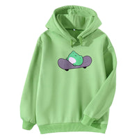 4 x Brand New Women s Fleece Hoodie Girls Teenager Skateboard Frog Kawaii Hoodie Winter Warm Hooded Pullover Sweatshirt Tops XXL, Green-2  - RRP €110.4