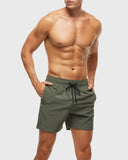 1 x RAW Customer Returns Domee Men s Swim Trunks Board Shorts Pants Short with Pockets Zipper Summer Army Green M - RRP €21.56