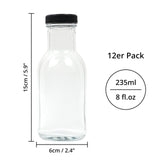 1 x RAW Customer Returns Winter Shore 235ml Small Glass Bottles to Fill with Lids 12 Pack - Reusable Smoothie Bottle for Hot Cold Drinks - Juice, Liquor Milk Bottle - Shatterproof, Dishwasher Safe - RRP €26.99