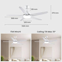 1 x RAW Customer Returns CJOY Ceiling Fan with Lighting and Silent Remote Control, LED Fan Lamp White 132 cm 5 Blades, Ceiling Light Fan for Bedroom Living Room - RRP €151.25