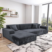 1 x RAW Customer Returns wiipara Thick Velvet Sofa Cover L Shape, Stretch Couch Cover Universal Sofa Cover, Super Soft Plush Sofa Cover Luxury Couch Cover L-Shaped Corner Sofa Requires Two - Sofa Cover 4 Seater, Dark Grey - RRP €46.38