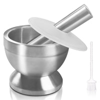 1 x RAW Customer Returns Sopito Mortar and Pestle, Small Stainless Steel Food Safe Pestle and Mortar Stainless Steel, 10cm 3.9 Diameter, 250ml - RRP €19.33