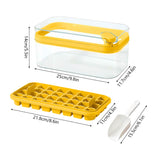 7 x Brand New YXHZVON ice cube tray with lid and container, ice cube container with 64 pieces square, release all ice cubes in one second, double layer 2 levels, 1 ice bucket and scoop, yellow  - RRP €142.8