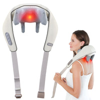 1 x RAW Customer Returns Massager Electric Neck Massager with Heat Function, with 5D Rotation Massage and Adjustable Speeds for Home Office WHITE  - RRP €38.48