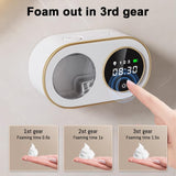 1 x RAW Customer Returns Wall Mounted Automatic Soap Dispenser, 320ml 3000mAh Rechargeable Smart Sensor Foam Dispenser with Digital Clock, IPX5 Waterproof Touchless Soap Dispenser for Bathroom and Kitchen White  - RRP €39.99