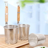 1 x Brand New Amosfun Ramen Pot Noodle Strainer Basket Fine Mesh Pasta Strainer Rice Cooker Colander Skimmer Stainless Steel Strainer Basket Wooden Handle Fine Mesh Spider Food Skimmer Kitchen - RRP €33.69