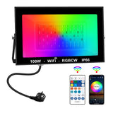 1 x RAW Customer Returns T-SUNUS 100W Smart RGB LED Outdoor Floodlight, RGBCW Smart Bluetooth LED Floodlight APP Control Colors Dimmable Synchronized with Music IP66 Waterproof for Garden - RRP €41.33