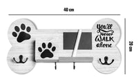 1 x RAW Customer Returns Emotiset Wooden Dog and Pet Accessories Coat Rack, Customizable with Chalkboard, Vintage White - RRP €31.97