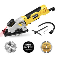 1 x RAW Customer Returns Mini circular saw, ENVENTOR 580W hand-held circular saw with 3 saw blades, with guide rail laser guide, 4000RPM, ideal for wood, soft metal, plastic cuts, one-handed holding - RRP €50.41