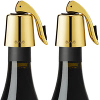 1 x RAW Customer Returns 2 pieces OWO wine stopper wine bottle stopper stainless steel wine closure plug bottle stopper vacuum wine closures reusable wine stopper gifts for wine lovers gold  - RRP €15.12