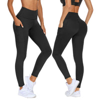 1 x RAW Customer Returns DDOBB Pack of 2 Sports Leggings Women High Waist Sports Leggings Women Long With Pockets Gym Leggings Opaque Black Sports Pants Elastic Tummy Control Yoga Pants Fitness Running Pants Black 2, L-XL  - RRP €26.99