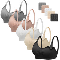 1 x RAW Customer Returns HBselect 5 Pcs Maternity Nursing Bra Seamless Nursing Bra with Additional Bra Extenders Breastfeeding and Sleep Without Wire for Women Black Gray Beige White Light Pink - RRP €39.6