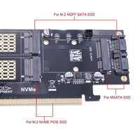 1 x RAW Customer Returns chenyang CY Dual SATA PCI Express PCI-E 3.0 to NGFF NVME M.2 MSATA M Key B M Key SSD Card Adapter 3in1 - RRP €20.89