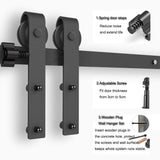 1 x RAW Customer Returns CCJH 228cm 7.5FT sliding door set rail runners with floor guide wooden sliding door fitting, retrofit - RRP €75.0