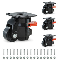 1 x RAW Customer Returns WBD WEIBIDA Heavy Duty Casters with Adjustable Ratchet Handle, Total Capacity 1000kg, 360 Degree Furniture Casters Heavy Duty, Retractable Leveling Casters Large for Furniture, Workbenches, Appliances, Set of 4, Black - RRP €69.99