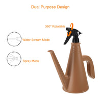 1 x Brand New sourcing map Watering Can with Sprayer, Dual-Purpose Plastic Nozzle, Adjustable Watering Can for Indoor Outdoor, Indoor Plants, Flowers Garden, Brown - RRP €39.49