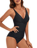 1 x RAW Customer Returns VILOREE Women s Monokini Tummy Control Slimming Swimsuit Plus Size Swimwear Tummy Control for Chubby Black L - RRP €32.18