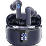 1 x RAW Customer Returns Bluetooth headphones, in-ear headphones, wireless Bluetooth 5.3 wireless headphones with 4 microphones, ENC noise reduction wireless earbuds 40 hours stereo, LED display, USB-C, IP7 waterproof earphones, blue - RRP €59.99