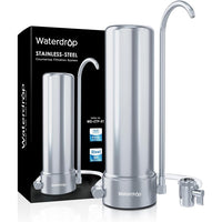 1 x RAW Customer Returns Waterdrop WD-CTF-01 Countertop Water Filter, 5 Stage Stainless Steel Filter System, 8000 Gallon Faucet Filter, Reduces 99 of Chlorine, Heavy Metals, Bad Taste 1 Filter Included  - RRP €87.59