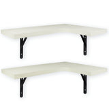 1 x RAW Customer Returns Hanging corner shelf white Wall shelf for the corner Wooden corner shelf with shelf bracket for the wall in the kitchen, bathroom, living room, bedroom Shelves for corners in a set of 2 in white - RRP €31.99