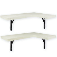 1 x RAW Customer Returns WONOSS Set of 2 Corner Wall Shelves with Metal Brackets Shelf for wall decoration and as a bookcase Painted white - RRP €32.26