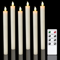 1 x RAW Customer Returns Eldnacele Set of 6 Flameless Flickering Candles Real Wax Candles LED Stick Candles with Remote Control Timer for Home and Wedding Decoration Christmas Decoration Ivory  - RRP €23.14