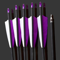 1 x RAW Customer Returns SHARROW 32 inch Carbon Arrows for Archery Spine 500 Carbon Arrow Hunting Bow Arrows Hunting Arrows with 4 inch Natural Feathers for Bow and Arrow Recurve Bow Compound Bow Purple, 12P  - RRP €48.76