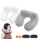 1 x Brand New Mishukaze Neck Pillow Travel Pillow Inflatable, 2-Pack Portable Neck Support Pillow Washable Pillowcase with Sleep Mask Earplugs Bag for Travel, Airplane, Train, Car, Office - RRP €16.12