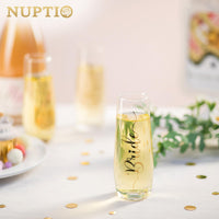 20 x Brand New NUPTIO Champagne Glasses Mug Gift Bride Engraved Glasses Wedding Champagne Prosecco Glasses Bride Gold Tumbler Party Champagne Glass Sparkling Wine Flutes Gift Stemless - RRP €302.2