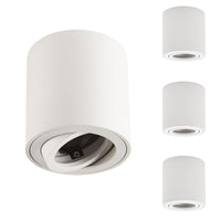 1 x RAW Customer Returns Gleonlux LED surface-mounted spotlight, surface-mounted light, flat, pivoting spot light, 230V ceiling light with GU10 socket, ceiling spot, ceiling lamp lamp made of aluminum, downlight, round, white, 4 pieces - RRP €49.99