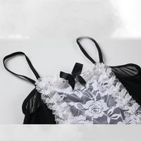 2 x Brand New HOTSO Sexy French Nightwear Teddy, Cosplay Nightdress Maid Costume Set Backless Bra Top Lace Negligee Underwear Ladies Woman Lingerie Role Play Maid Black, SM  - RRP €26.2