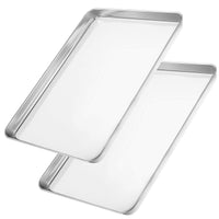 1 x RAW Customer Returns Wildone Baking Sheet Set of 2, stainless steel oven tray, cake tray, size 45.7 x 33 x 2.5 CM, non-toxic, healthy, easy to clean, dishwasher safe - RRP €27.99