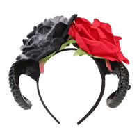 3 x Brand New JIAHG Halloween Day of the Dead Headband Mexican Headband Roses and Horns Headdress Halloween Hairband Women Ladies Halloween Accessories Costume Hairbands Devil Horns Hairbands - RRP €45.0