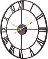 1 x RAW Customer Returns Taodyans Silent Skeleton Wall Clock Roman Numerals 40cm Metal Vintage Large Clock for Living Room Kitchen Cafe Hotel Office Bedroom Home Decor Black Gold  - RRP €32.53