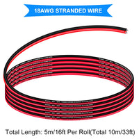 1 x RAW Customer Returns Xiatiaosann 18 AWG Silicone Electrical Wire Cable 600V Stranded Tinned Copper Wire Red and Black 5m Flexible Silicone Wire for RC Car, Drone, 3D Printer with 10 Pieces Heat Shrink Tubing - RRP €9.19