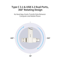 1 x RAW Customer Returns SSK 64GB USB C Flash Drive Dual Connectors USB Flash Drive with up to 150MB s Transfer Speed Pendrive for Android Phones, Macbook Pro Air and More - RRP €11.09