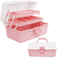 1 x RAW Customer Returns Creahaus 30.5cm 3-shelf multi-purpose storage box, sorting box, organizer box, craft box, sewing box, medicine case with 2 shelves pink white  - RRP €25.56