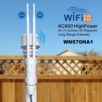 1 x RAW Customer Returns AC600 Dual Band 2.4 5GHz 600Mbit s Powerful Outdoor WiFi Repeater, Outdoor Extender PoE Access Point AP Antenna Amplifier Wireless Router 2x2 MIMU, Long Distance, WN570HA1  - RRP €79.99