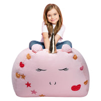 1 x RAW Customer Returns Unicorns Bean Bag Kids Toy Stuffed Animal Storage, Large Size Extra Soft for Girls Storage Organizer With Zipper, Storage Bean Bag for Clothes Cover Only  - RRP €32.68