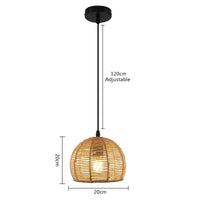 1 x RAW Customer Returns Reserve Vintage Pendant Chandelier, Retro Rattan Ceiling Light E27, Ceiling Lamp for Living Room Kitchen Bedroom Bar-Cafe 20CM  - RRP €29.98