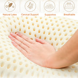 1 x RAW Customer Returns Royalisneeo 100 Talalay Natural Latex Pillow, Medium Support Bed Pillow Helps Relieve Pressure, Perfect Package Removable Cotton Cover for Back, Stomach and Side Sleepers 72 40 13cm  - RRP €63.52