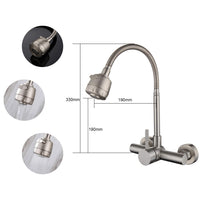 1 x RAW Customer Returns HomeLava Kitchen Faucet Wall Mount 2 Function Flexible Faucet Sprayer 360 Rotation Brushed Faucet Kitchen Sink Faucet 304 Stainless Steel - RRP €59.99