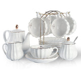 1 x RAW Customer Returns Sweejar Home Porcelain Tea Set with Cups and Saucers Royal Family Design 225ml White - RRP €92.99