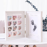 1 x RAW Customer Returns LEcylankEr Baby Handprint and Footprint Photo Album Baby Picture Frame First Year Anniversary Growth Record Baby Gifts,Foldable Dual-Use Photo Frame with Refillable Ink Pad White  - RRP €18.14