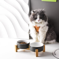 10 x Brand New Sredumn cat bowl, with bamboo stand and non-slip base, cat feeding bowl, for pets cats and puppies - RRP €204.0