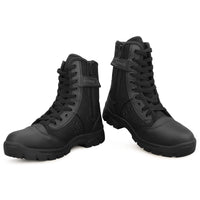 1 x RAW Customer Returns QUNLON Men s Boots Military Tactical Boots Black Combat Amphibians with Side Zip 307B-45EU - RRP €52.99